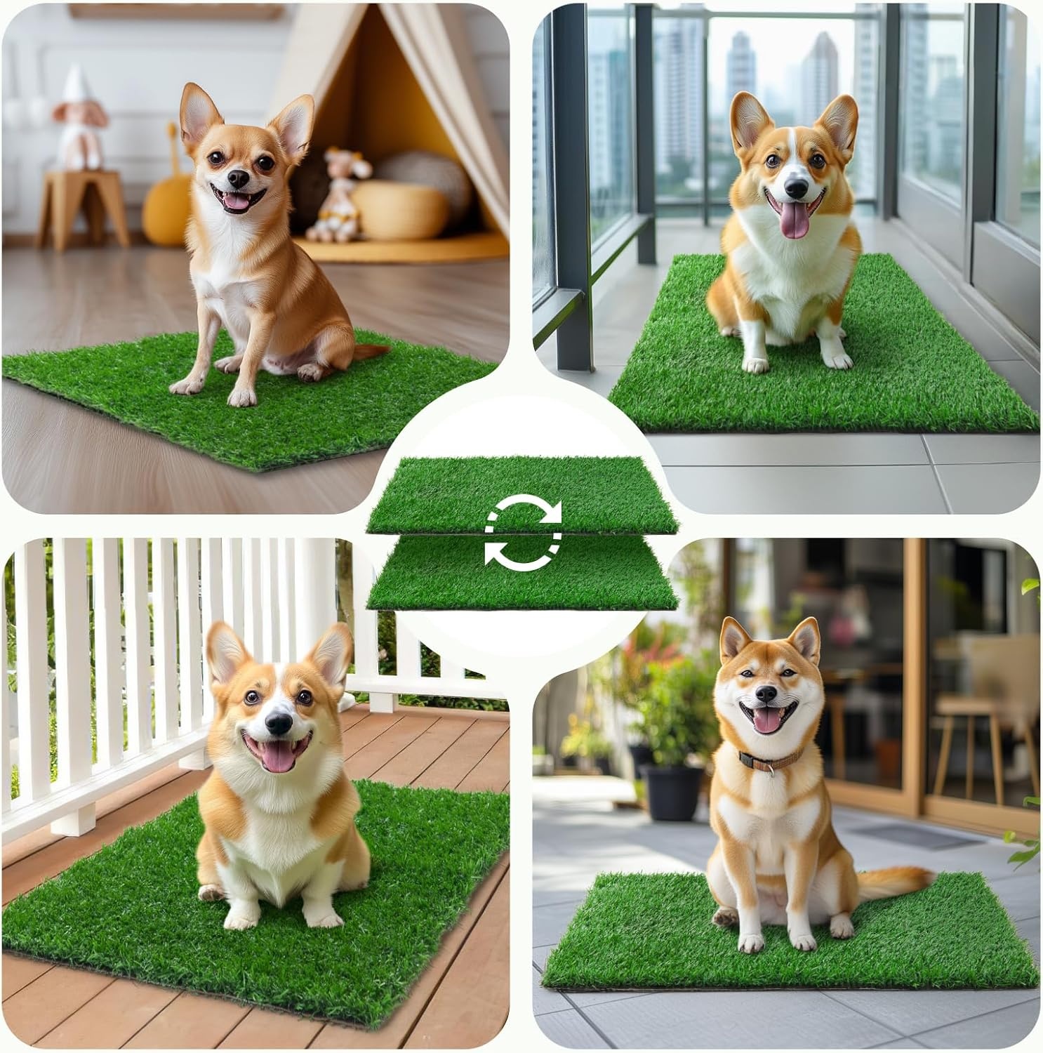 image:imageLOOBANI Dog Grass Pee Pad 18x28 2 Pack Artificial Grass for Puppy Indoor Outdoor Potty Training Rug Replacement Fake Grass Turf Mat with Drainage Holes