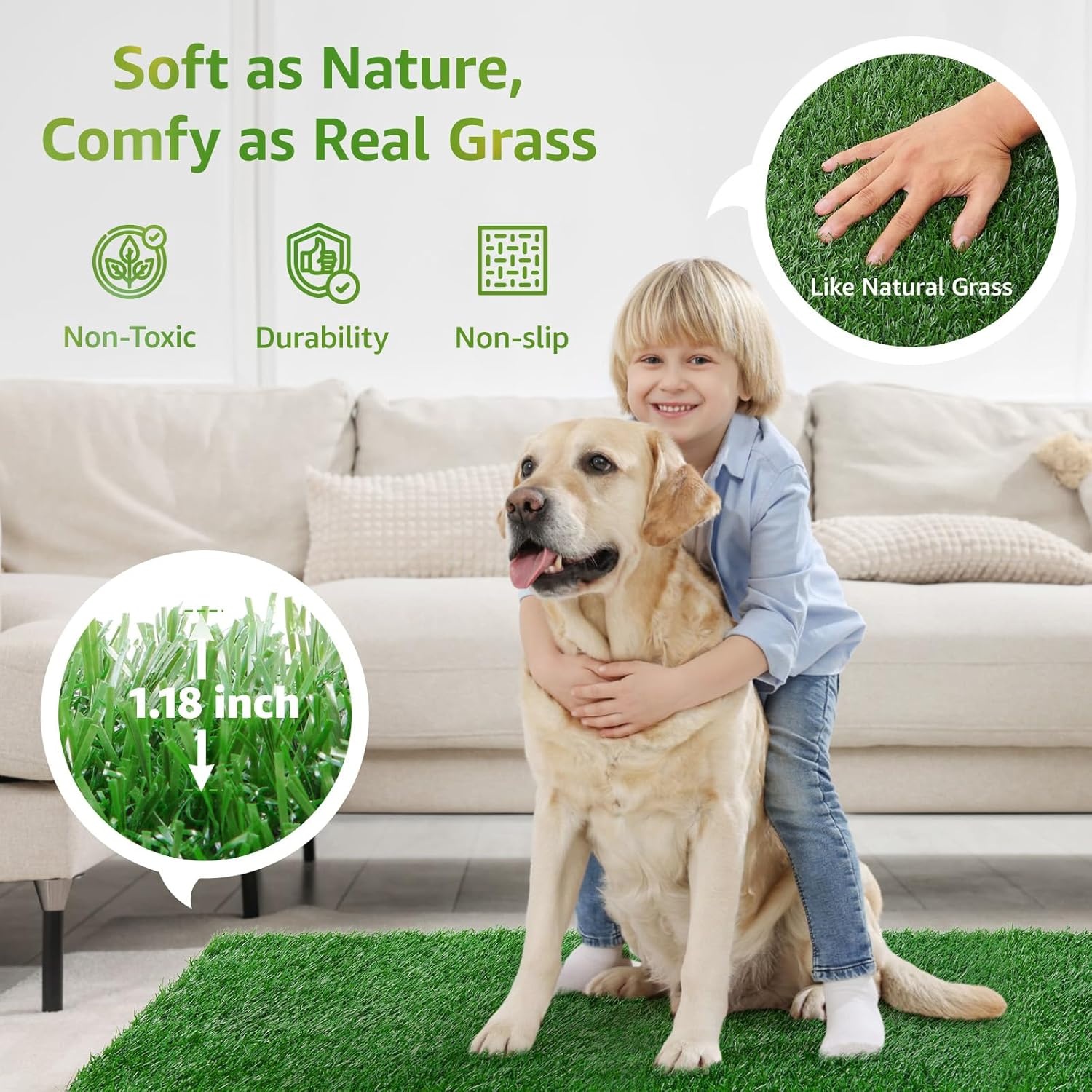 image:imageLOOBANI Dog Grass Pee Pads Artificial Dog Grass Pads for Potty Tray Fake Grass for Dogs to Pee On Outdoor Indoor Pee Grass for Dog Potty 3151 inch5939 inch