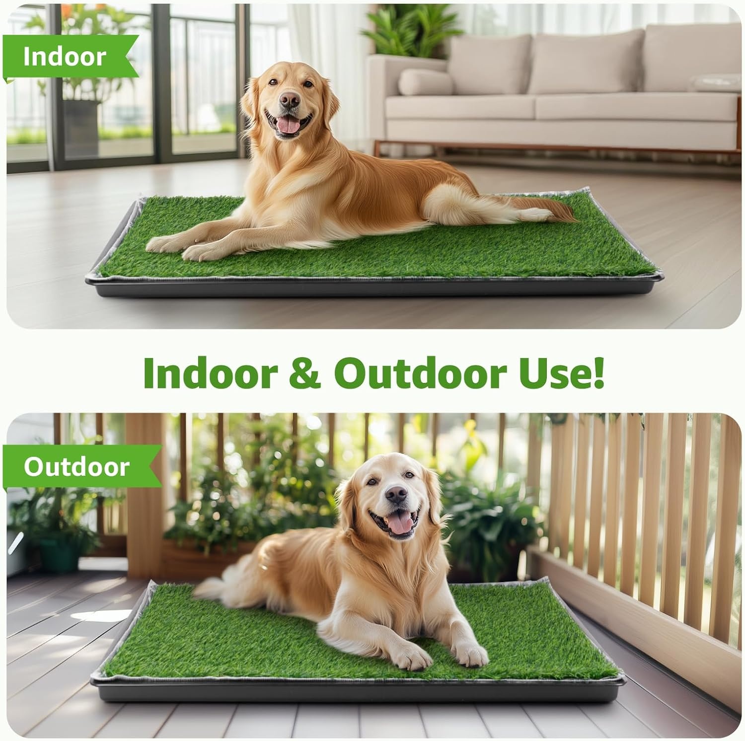 image:imageLOOBANI Large Dog Grass Pad with Tray 35x23in Dog Litter Box with 2 Artificial Grass Patch 2 Washable Pee Pads Quickly Absorbency Indoor Outdoor Potty for Patio Balcony Apartment Use3523 5Layer Potty System