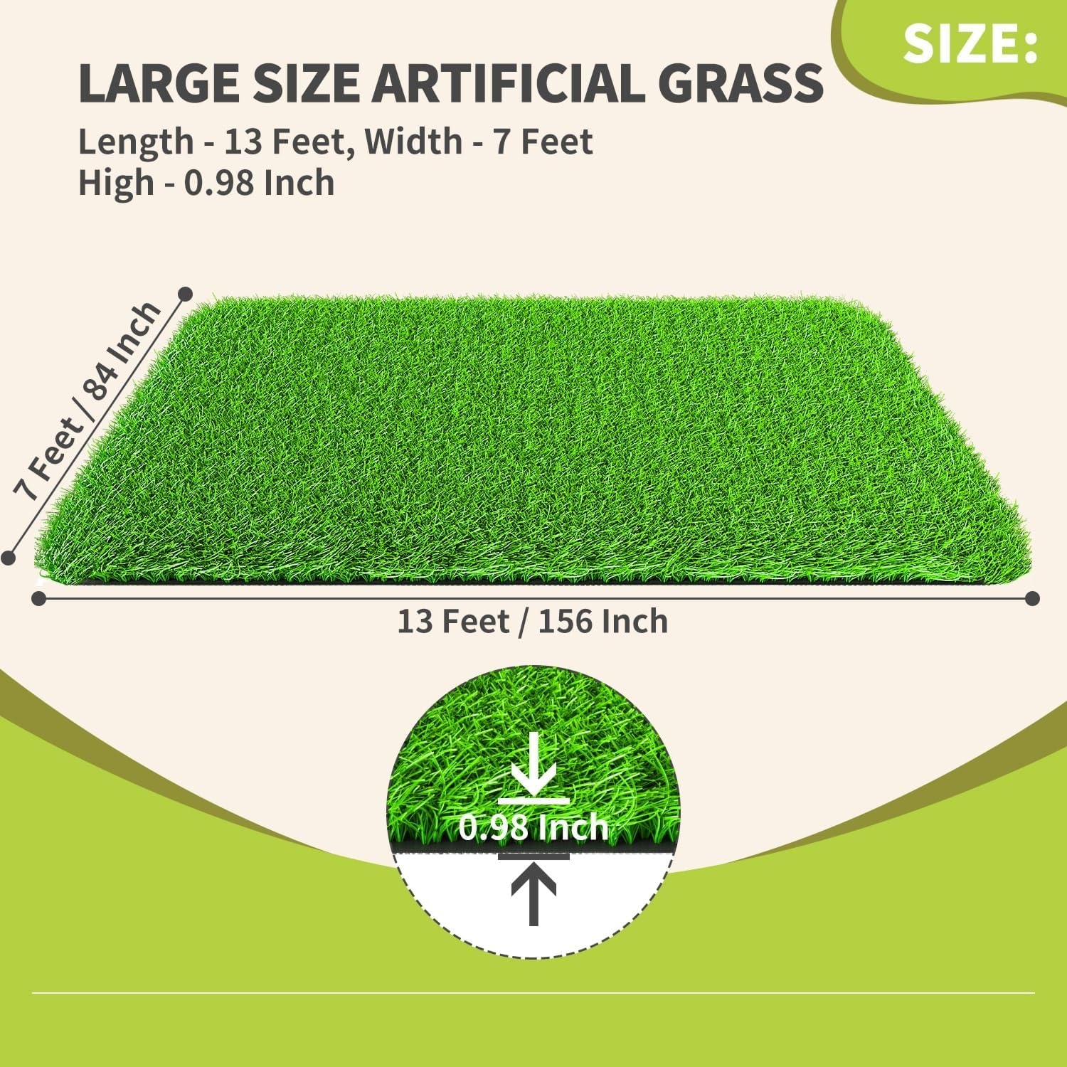 image:imageLOOBANI Realistic Artificial Grass Rug Indoor Outdoor Dog Grass Mat with Drainage Holes and Replacement Artificial Grass Turf Fake Grass for Garden Lawn Landscape Balcony Decoration 4 Feet x 6 Feet7 Feet x 13 Feet