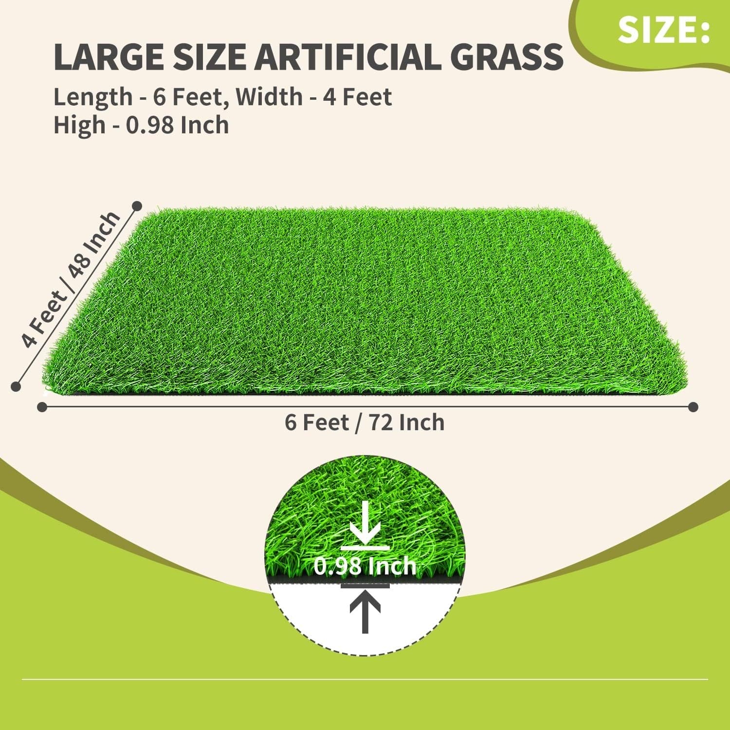 image:imageLOOBANI Realistic Artificial Grass Rug Indoor Outdoor Dog Grass Mat with Drainage Holes and Replacement Artificial Grass Turf Fake Grass for Garden Lawn Landscape Balcony Decoration 4 Feet x 6 Feet4 Feet x 6 Feet