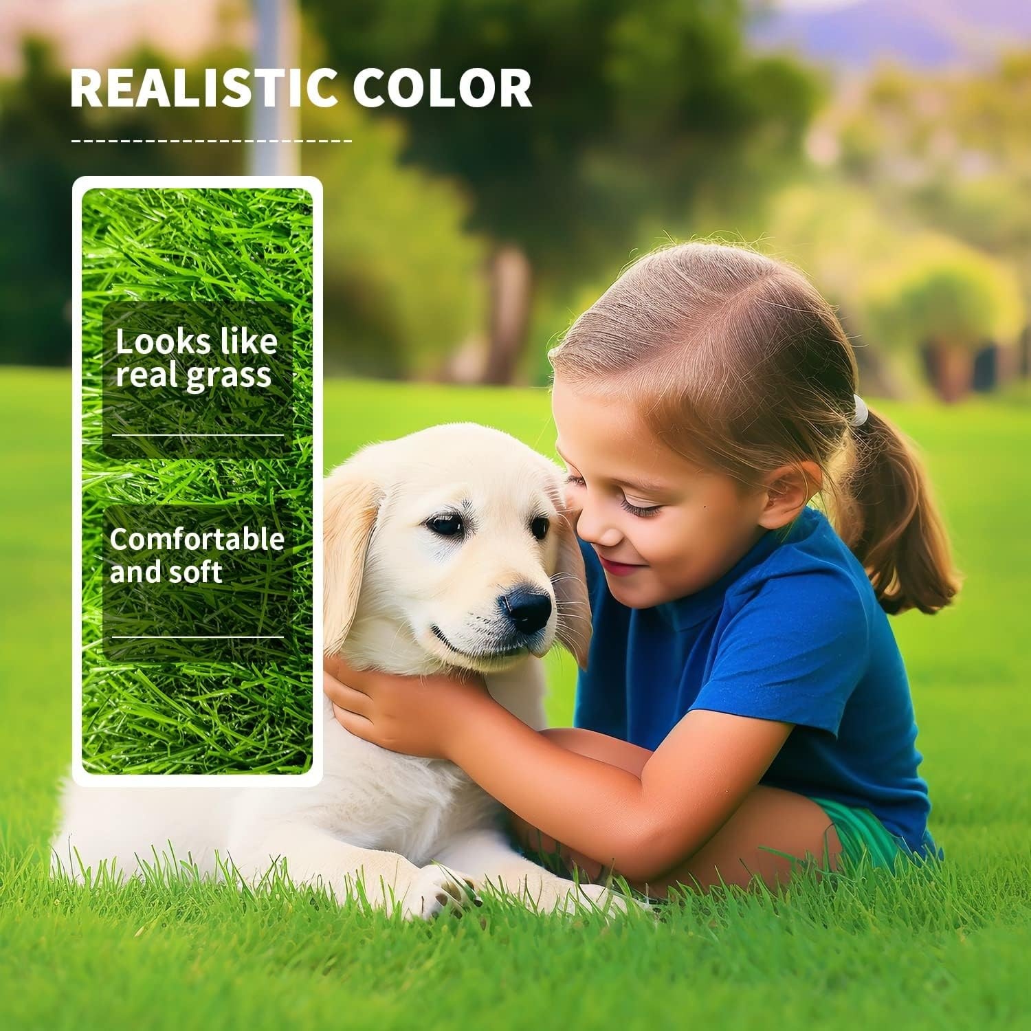 image:imageLOOBANI Realistic Artificial Grass Rug Indoor Outdoor Dog Grass Mat with Drainage Holes and Replacement Artificial Grass Turf Fake Grass for Garden Lawn Landscape Balcony Decoration 4 Feet x 6 Feet6 Feet x 10 Feet