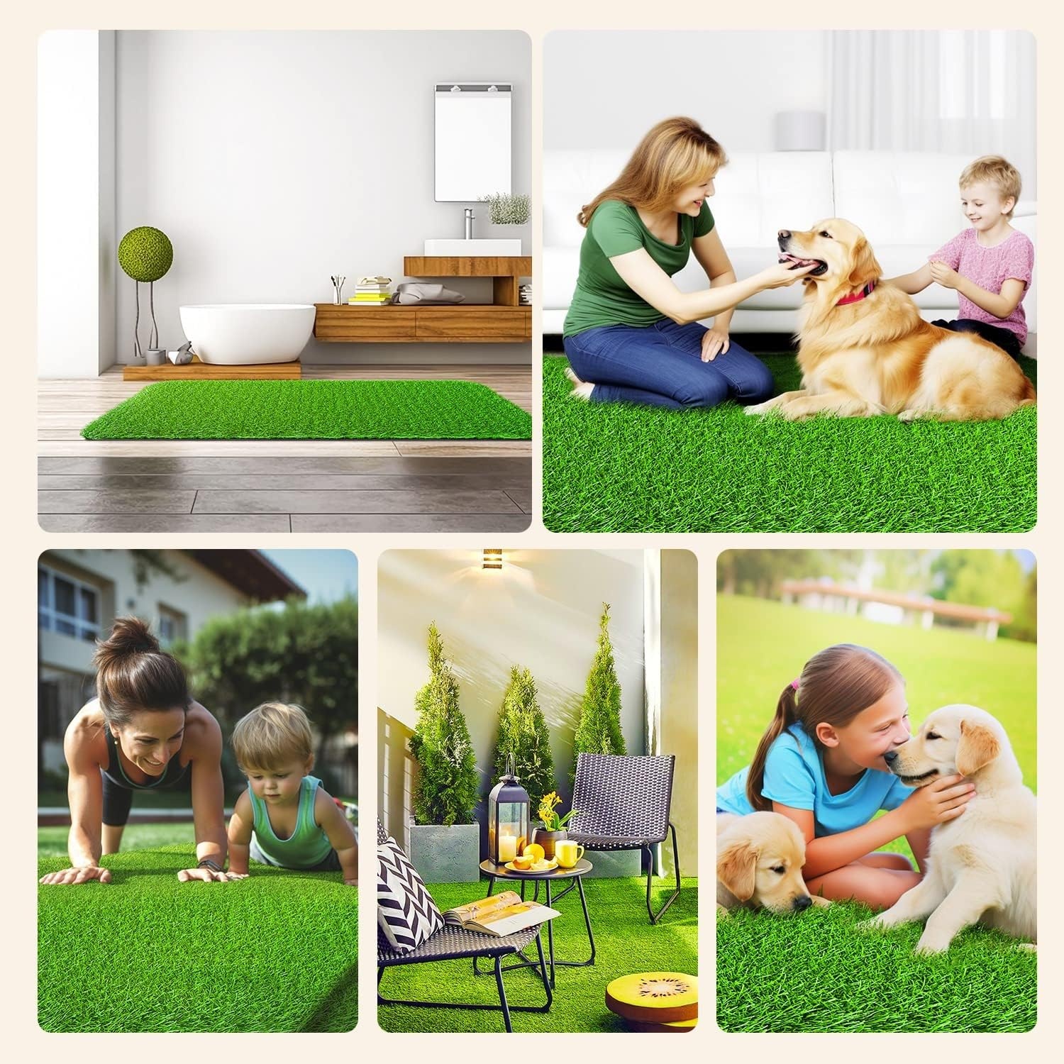 image:imageLOOBANI Realistic Artificial Grass Rug Indoor Outdoor Dog Grass Mat with Drainage Holes and Replacement Artificial Grass Turf Fake Grass for Garden Lawn Landscape Balcony Decoration 4 Feet x 6 Feet4 Feet x 6 Feet