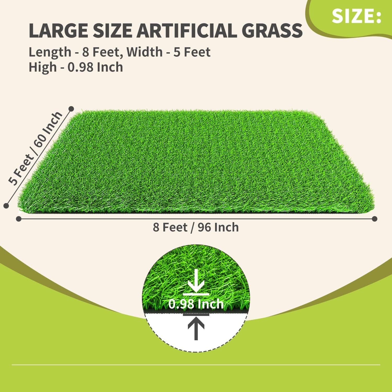 image:imageLOOBANI Realistic Artificial Grass Rug Indoor Outdoor Dog Grass Mat with Drainage Holes and Replacement Artificial Grass Turf Fake Grass for Garden Lawn Landscape Balcony Decoration 4 Feet x 6 Feet5 Feet x 8 Feet