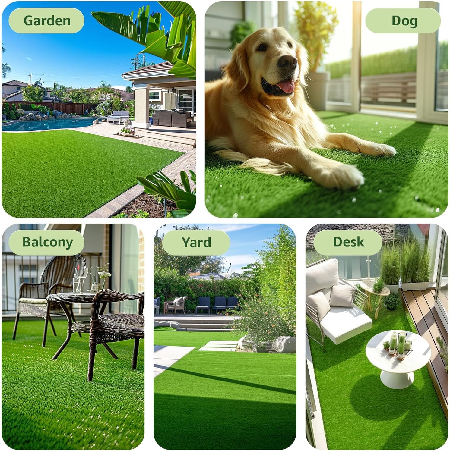 image:imageLOOBANI Synthetic Artificial Turf Artificial Grass for Dog Potty with Drainage Holes Fake Grass Rug for Garden Landscape Balcony Patio Backyard Decoration 3 Feet x 5 Feet6 Feet x 10 Feet