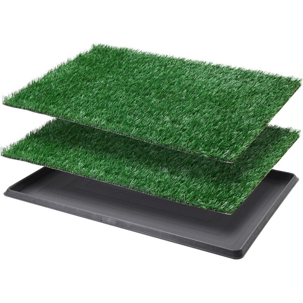 image:imageLOOBANI Dog Grass Pad with Tray Large Dog Litter Box Indoor Potty for Apartment and Patio Training with 2 Pack Grass Pee Pads for ReplacementTray Potty 45 29inchTray Potty 3523inch