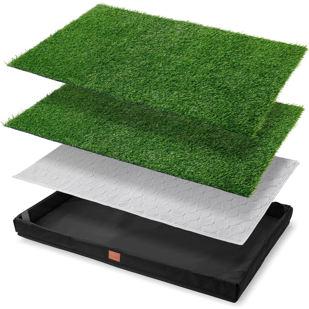 image:imageLOOBANI Dog Grass Pad with Tray Lightweight Oxford Cloth Tray for Potty Training 216 334 in