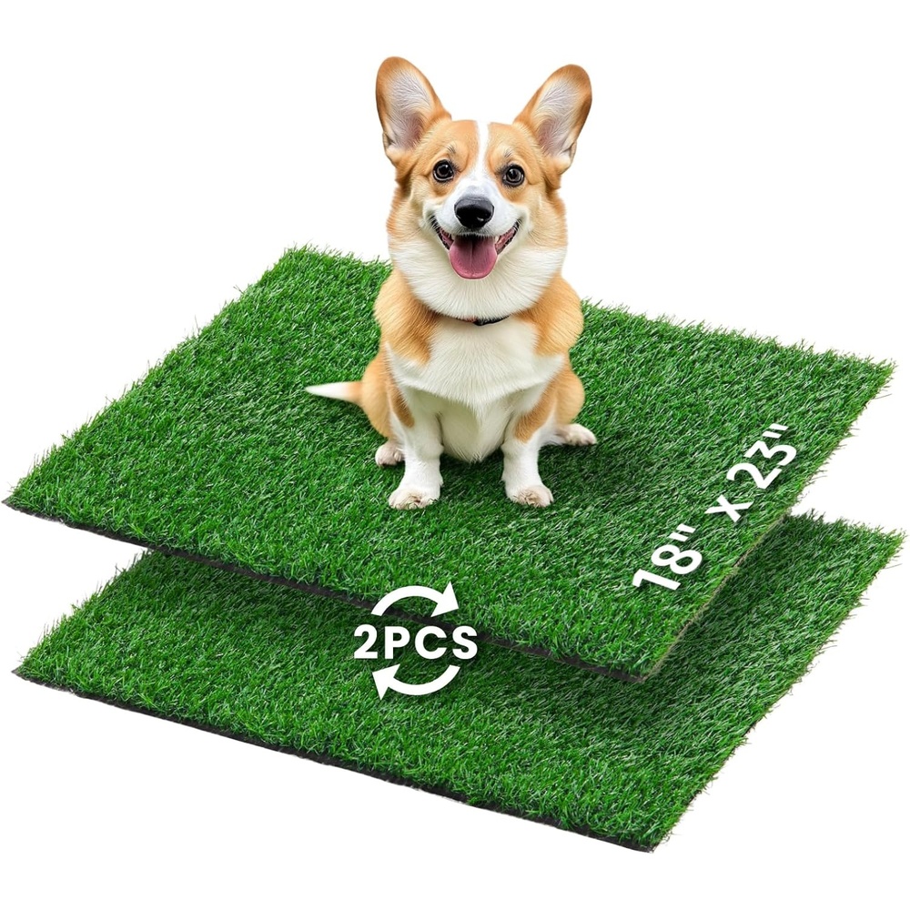 image:imageLOOBANI Dog Grass Pee Pad 18x23 2 Pack Artificial Grass for Puppy Indoor Outdoor Potty Training Rug Replacement Fake Grass Turf Mat with Drainage Holes