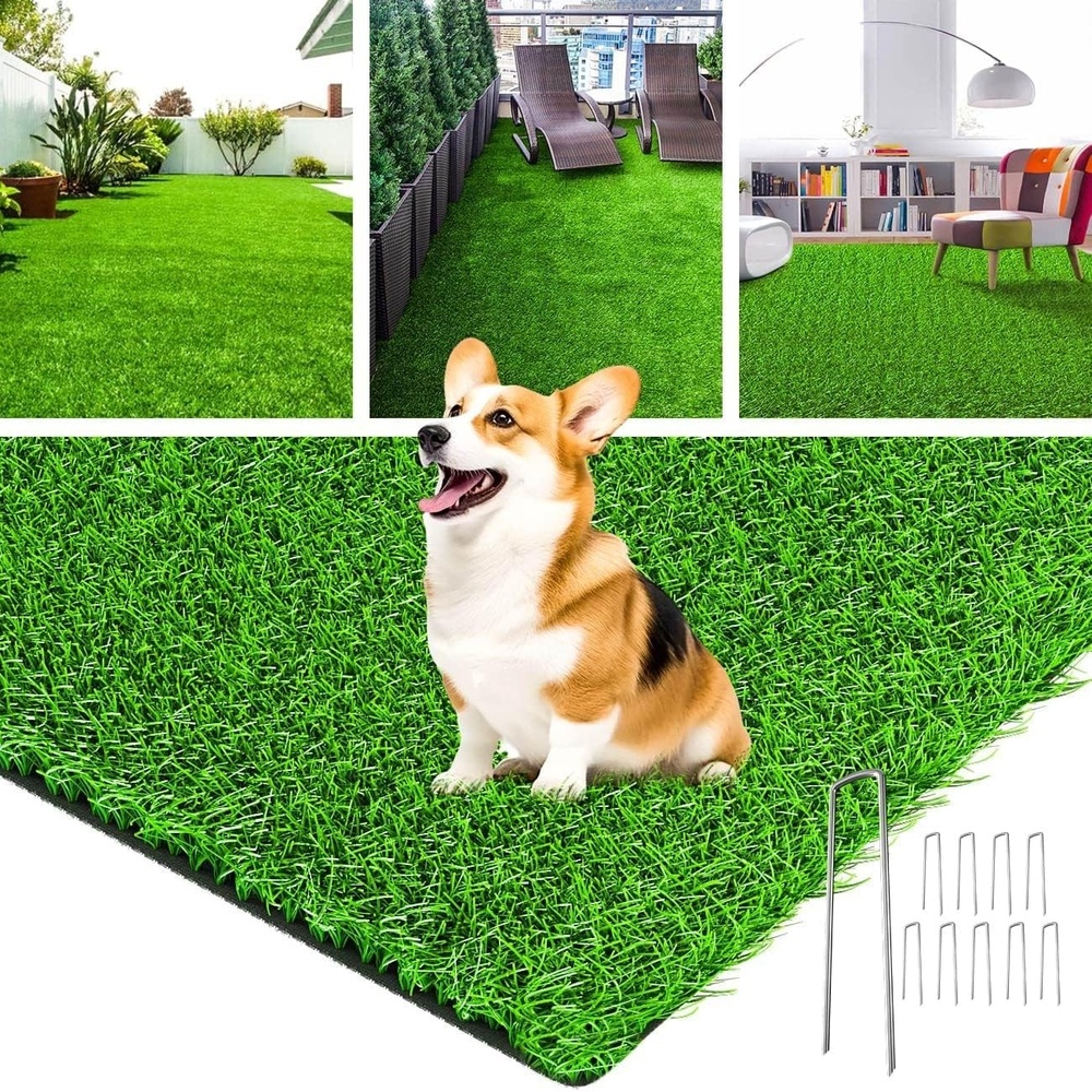 image:imageLOOBANI Realistic Artificial Grass Rug Indoor Outdoor Dog Grass Mat with Drainage Holes and Replacement Artificial Grass Turf Fake Grass for Garden Lawn Landscape Balcony Decoration 4 Feet x 6 Feet5 Feet x 8 Feet