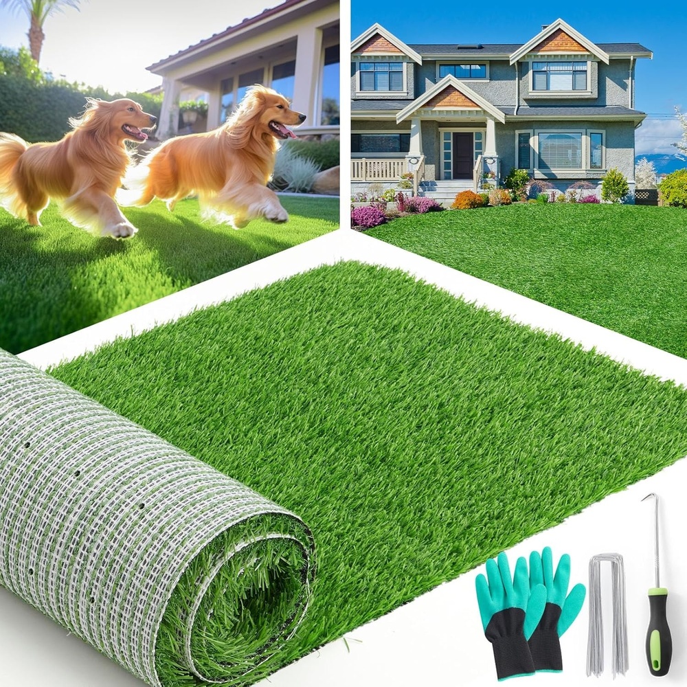 image:imageLOOBANI Synthetic Artificial Turf Artificial Grass for Dog Potty with Drainage Holes Fake Grass Rug for Garden Landscape Balcony Patio Backyard Decoration 3 Feet x 5 Feet4 Feet x 6 Feet
