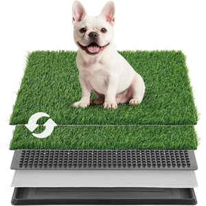 image:imageLOOBANI Dog Grass Pad with Tray  Dog Litter Box with 2 Artificial Grass Pads Highly Absorbent Puppy Pad Potty Tray for Balcony Apartment Indoor Outdoor Use  20x25 Inch