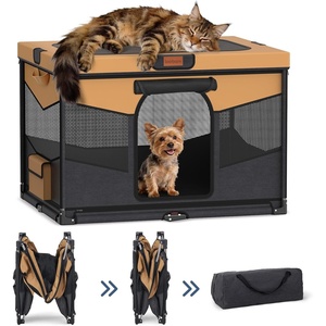 image:imageLOOBANI Foldable Dog Playpen for Small Dogs IndoorOutdoor Puppy Cat Playpen with Removable Washable Fabric Cover Sturdy Steel Frame amp 690D Oxford Cloth Portable Dog Crate 32x24x22 BlueBlackBrown