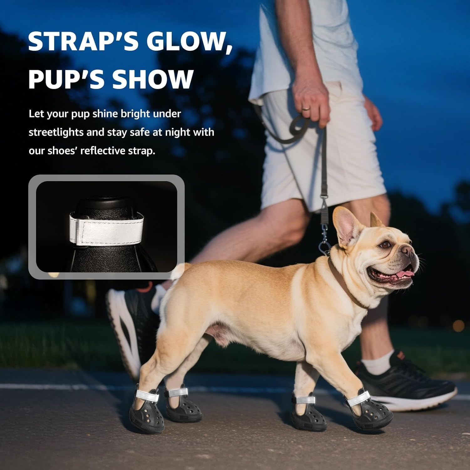 image:imageDog Shoes for Hot Pavement Dog Shoe for Small Size DogsDog Boots amp Paw ProtectorsEasy ON amp Off NonSlipOutdoor Dog Booties with Reflective Strap for Beach and SnowBlackSize6BlackDog Crocs