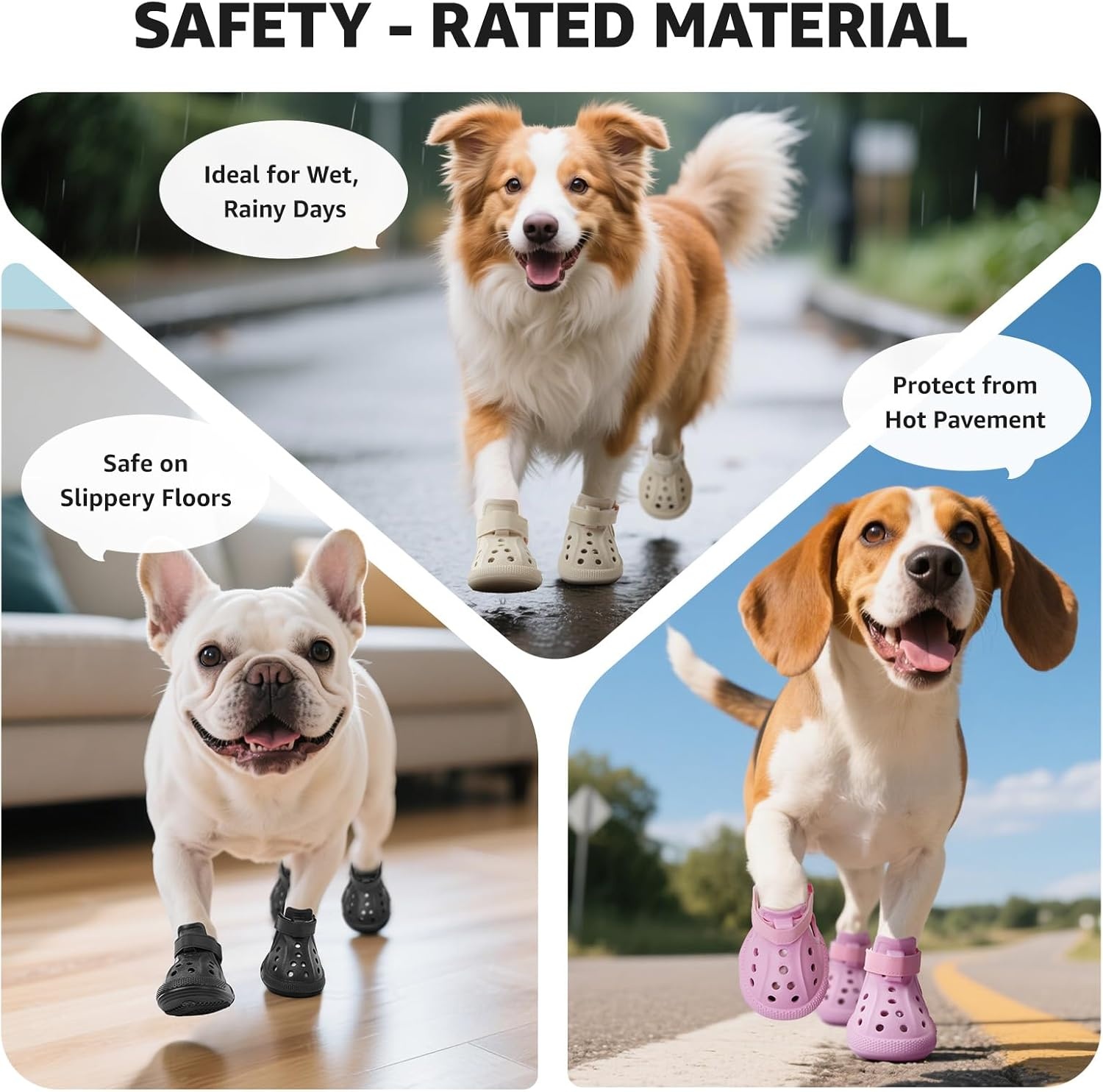 image:imageDog Shoes for Hot Pavement Dog Shoe for Small Size DogsDog Boots amp Paw ProtectorsEasy ON amp Off NonSlipOutdoor Dog Booties with Reflective Strap for Beach and SnowBlackSize6BlackDog Crocs