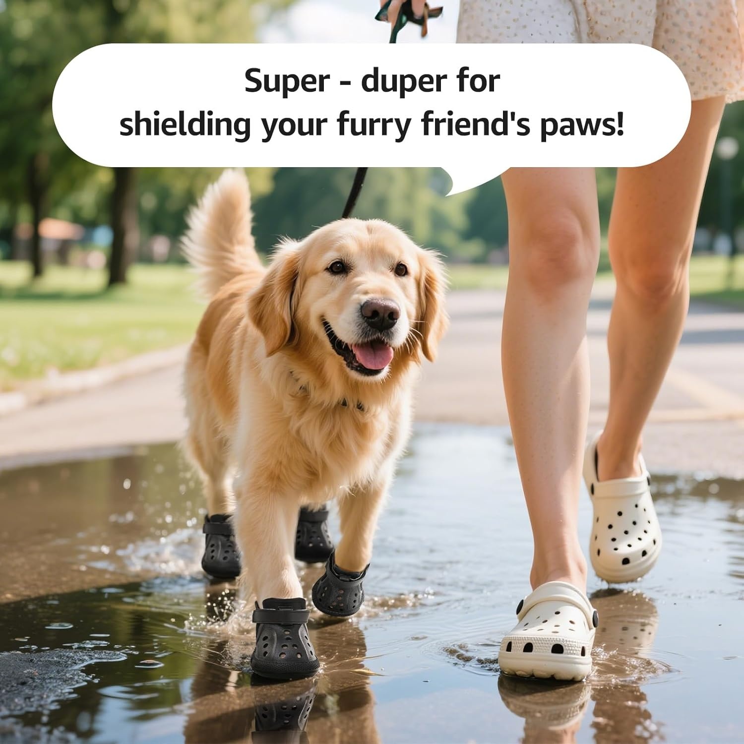image:imageDog Shoes for Hot Pavement Dog Shoe for Small Size DogsDog Boots amp Paw ProtectorsEasy ON amp Off NonSlipOutdoor Dog Booties with Reflective Strap for Beach and SnowBlackSize6BlackDog Crocs
