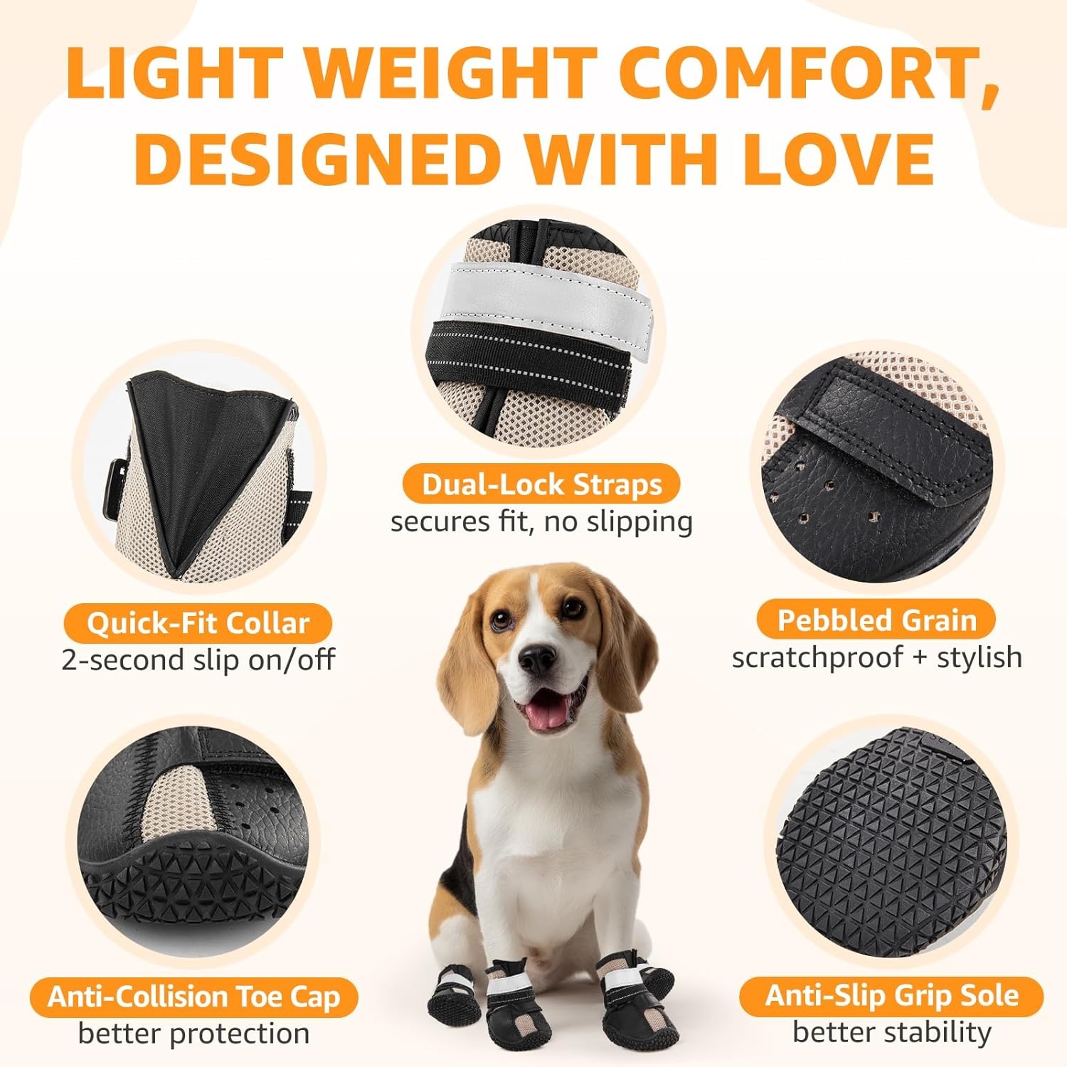 image:imageDog Shoes for Large Small Medium Dogs Breathable Dog Boots for Summer Hot Pavement Paw Protector for Outdoor Walking AntiSlip Rubber Dog Booties for Indoor Hardfloors Size 2