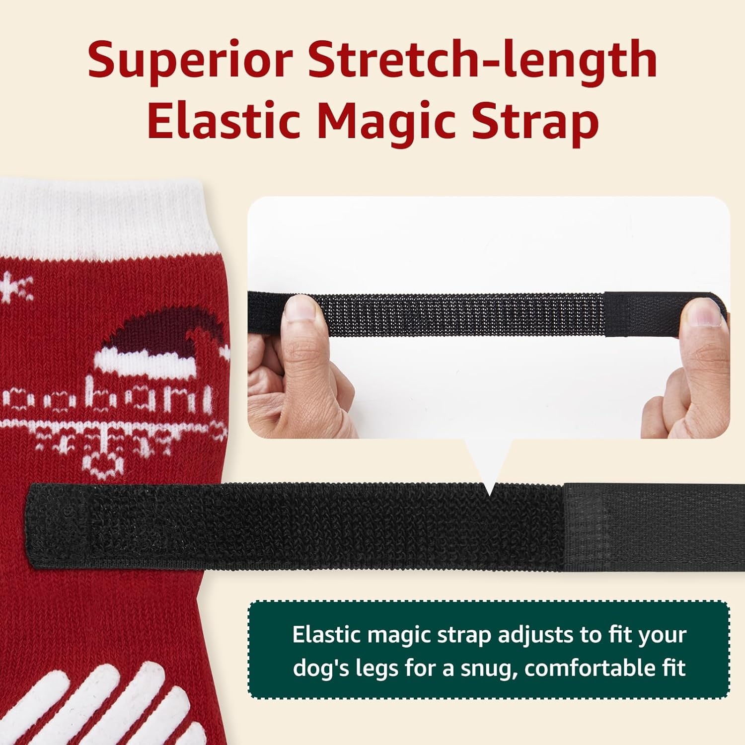 image:imageLOOBANI Christmas Double Side AntiSlip Soft Dog Socks to Prevent Licking Paws on Hardwood Floors Dog Paw Grip Protector for HotCold Pavement Traction Control for Senior Dogs Red L