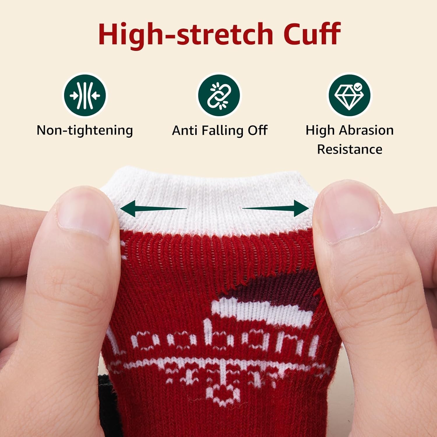 image:imageLOOBANI Christmas Double Side AntiSlip Soft Dog Socks to Prevent Licking Paws on Hardwood Floors Dog Paw Grip Protector for HotCold Pavement Traction Control for Senior Dogs Red L