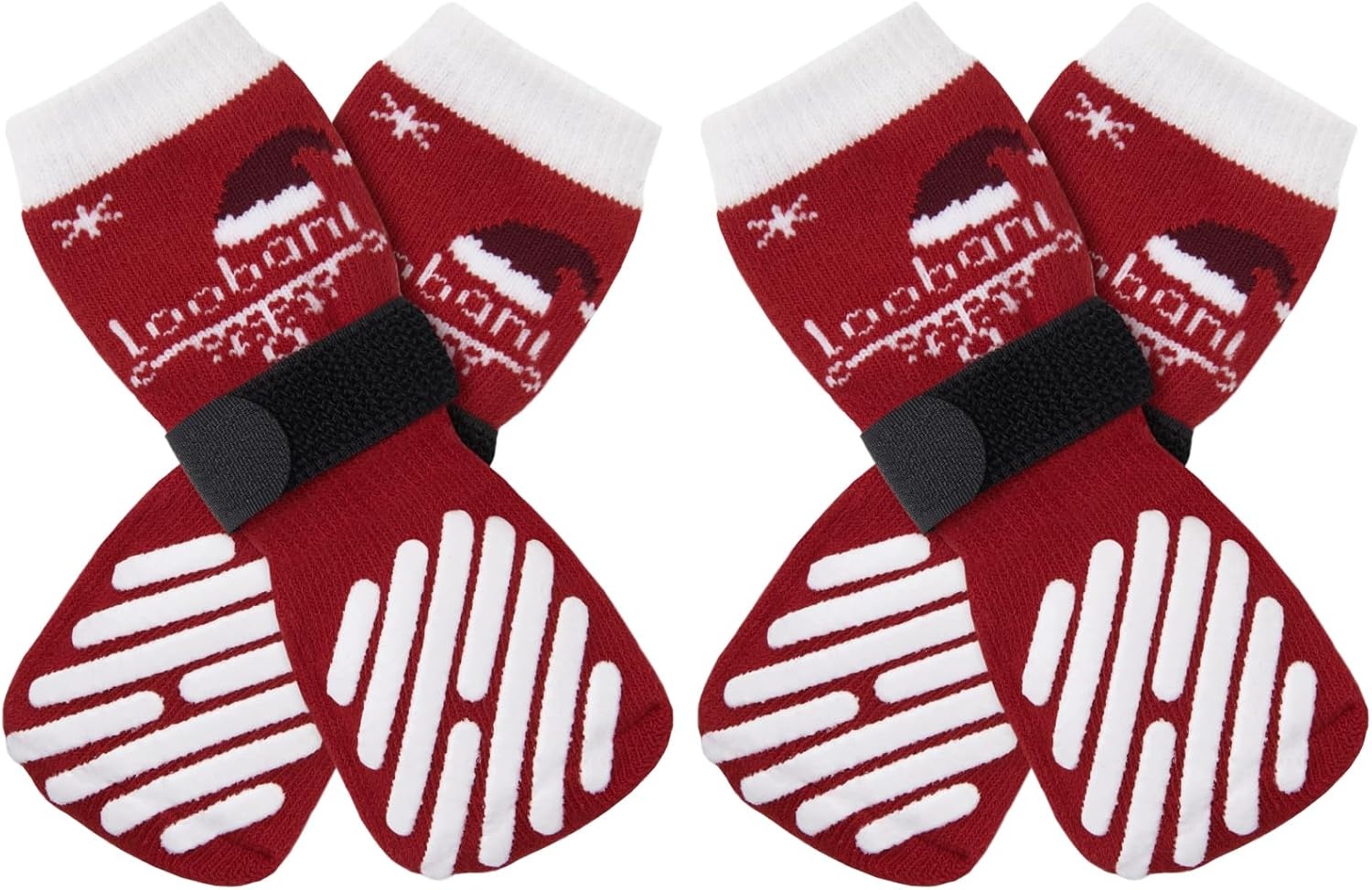 image:imageLOOBANI Christmas Double Side AntiSlip Soft Dog Socks to Prevent Licking Paws on Hardwood Floors Dog Paw Grip Protector for HotCold Pavement Traction Control for Senior Dogs Red L