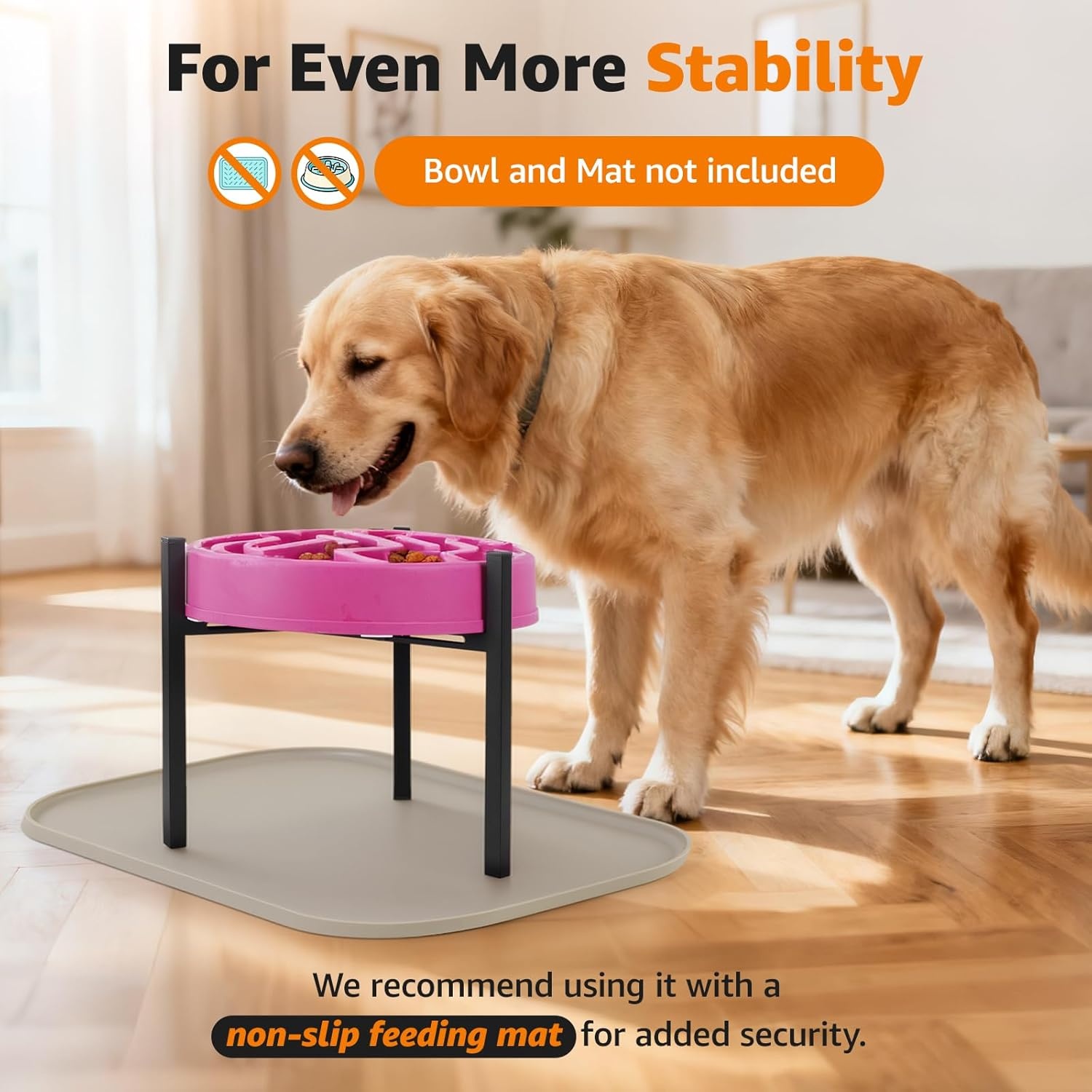 image:imageLOOBANI Dog Bowl Stand Single Fits for Bowls Width 9126 Adjustable Elevated Dog Bowls Metal Stand for Medium amp Large Dogs Black Without Bowl