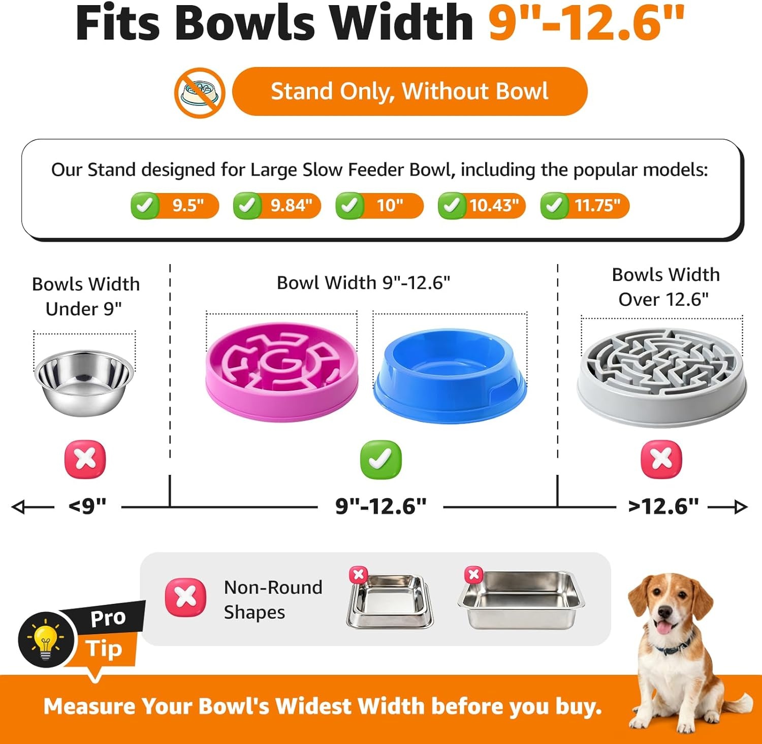 image:imageLOOBANI Dog Bowl Stand Single Fits for Bowls Width 9126 Adjustable Elevated Dog Bowls Metal Stand for Medium amp Large Dogs Black Without Bowl