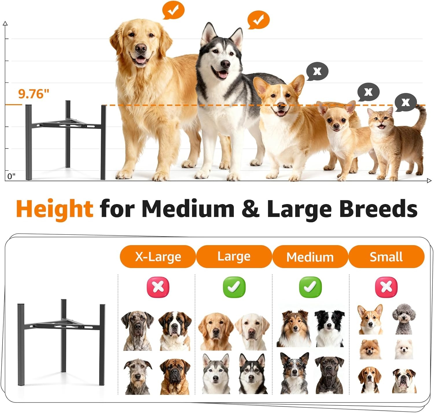 image:imageLOOBANI Dog Bowl Stand Single Fits for Bowls Width 9126 Adjustable Elevated Dog Bowls Metal Stand for Medium amp Large Dogs Black Without Bowl