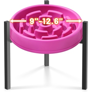 image:imageLOOBANI Dog Bowl Stand Single Fits for Bowls Width 9126  Adjustable Elevated Dog Bowls Metal Stand for Medium amp Large Dogs  Black Without Bowl