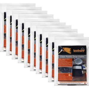 image:image10 Piece Painter Plastic Drop Cloths SheetWaterproof Antidust Cover9x12 Feet Disposable Tarp for Painting for CouchFurniture CoverTransparent