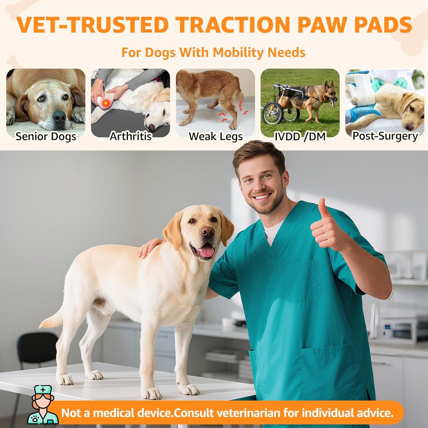 image:imageDog Paw Protector for Senior Dogs AntiSlip Dog Paw Pads for Dogs Traction on Hardwood Floors Paw Grips Stickers with Stronger Adhesive for Slippery Floors XL 12Set48Pcs Style CBlack