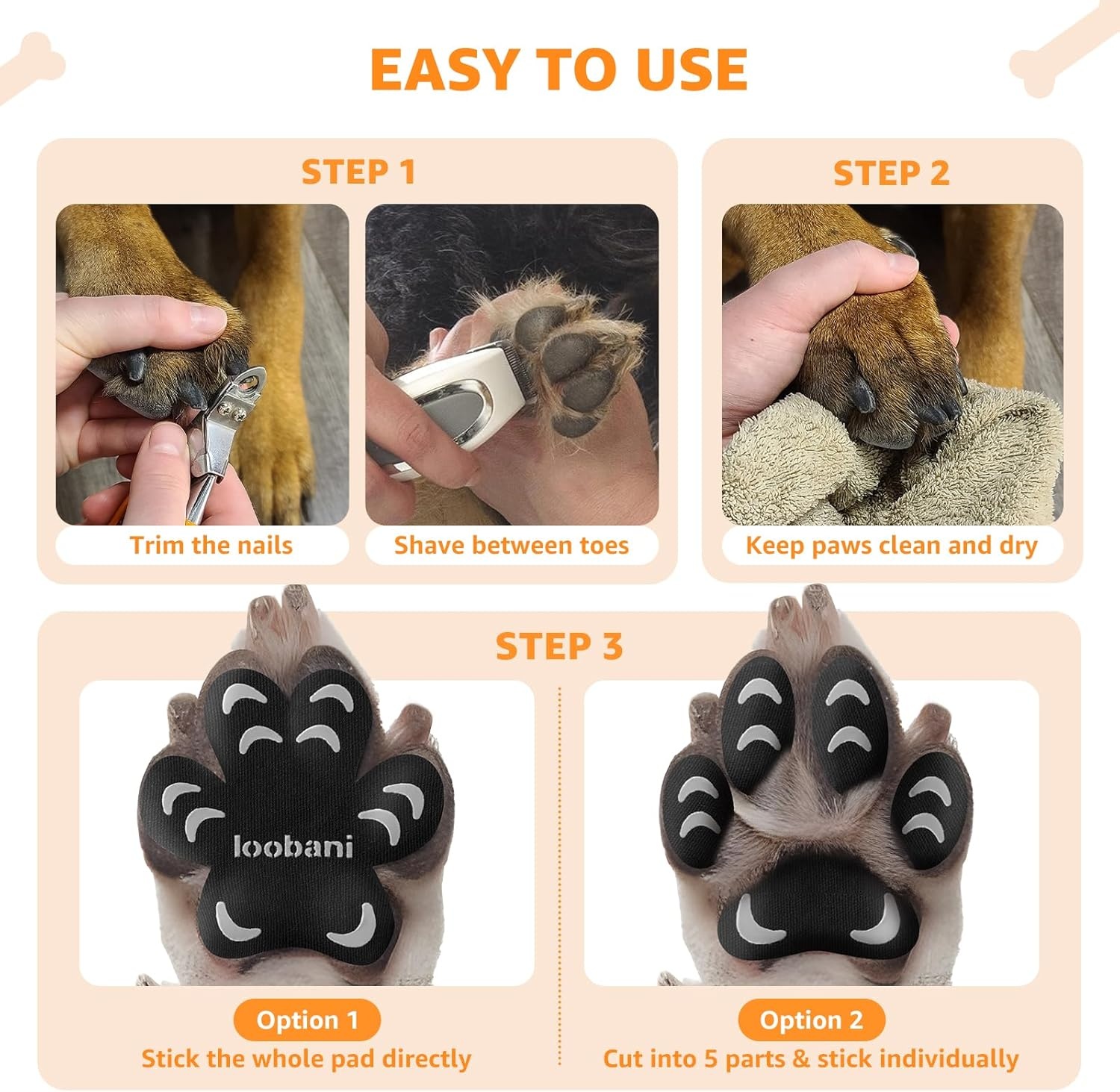 image:imageDog Paw Protector for Senior Dogs AntiSlip Dog Paw Pads for Dogs Traction on Hardwood Floors Paw Grips Stickers with Stronger Adhesive for Slippery Floors XL 12Set48Pcs Style CBlack