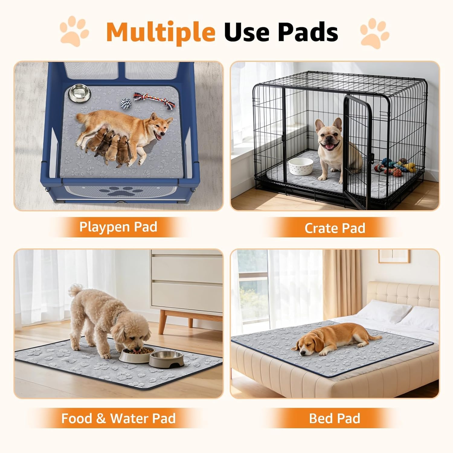 image:imageLOOBANI Washable Pee Pads for Dogs 36x48 2 Packs Extra Large Whelping Pads for Floor Playpen Super Absorbent Reusable Dog Mat Waterproof Puppy Pads for Incontinence HousebreakCrateGrayGrey Dog Element