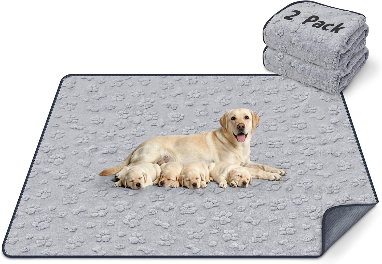 image:imageLOOBANI Washable Pee Pads for Dogs 36x48 2 Packs Extra Large Whelping Pads for Floor Playpen Super Absorbent Reusable Dog Mat Waterproof Puppy Pads for Incontinence HousebreakCrateGrayGrey Dog Element