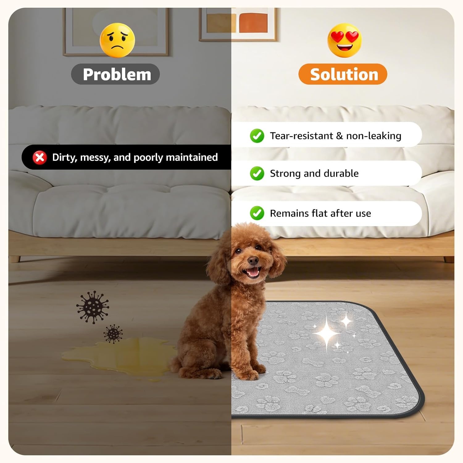 image:imageLOOBANI Washable Pee Pads for Dogs 36x48 2 Packs Extra Large Whelping Pads for Floor Playpen Super Absorbent Reusable Dog Mat Waterproof Puppy Pads for Incontinence HousebreakCrateGrayGrey Dog Element