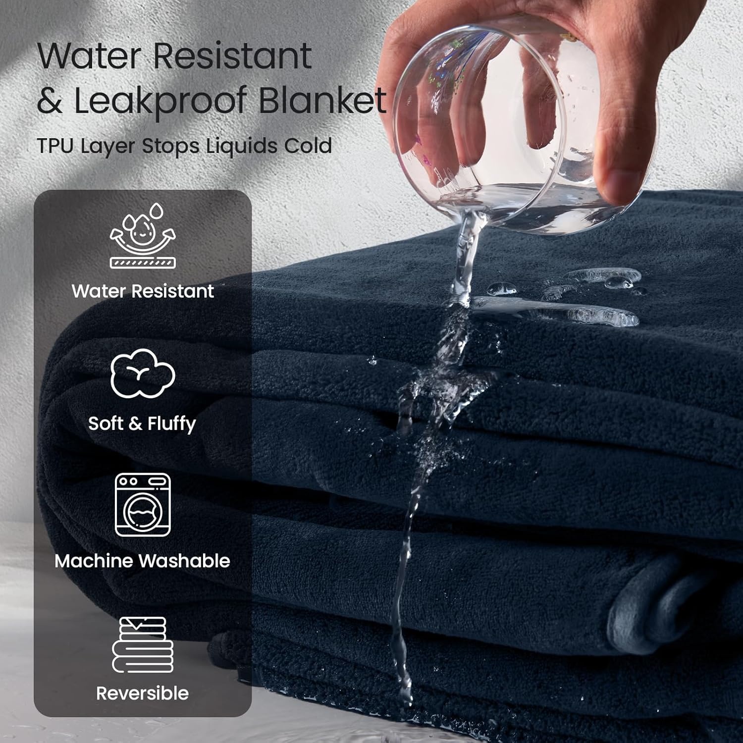 image:imageLOOBANI Waterproof Throw Blanket for Couch Reversible Leakproof Couch Blanket 40 x 60 Soft Coral Fleece Bed Blanket StainProof for Sofa Cover Pet Accidents Travel GreenBlue