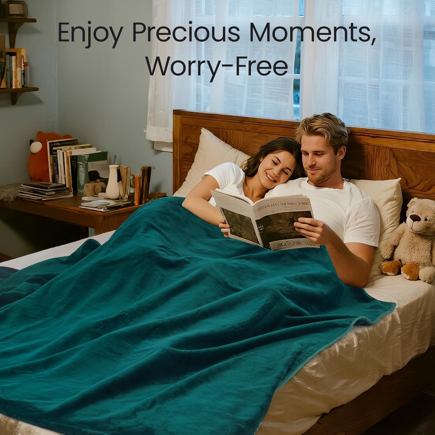 image:imageLOOBANI Waterproof Throw Blanket for Couch Reversible Leakproof Couch Blanket 40 x 60 Soft Coral Fleece Bed Blanket StainProof for Sofa Cover Pet Accidents Travel GreenGreen