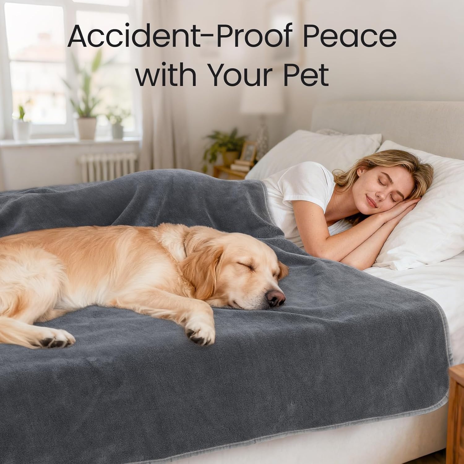image:imageLOOBANI Waterproof Throw Blanket for Couch Reversible Leakproof Couch Blanket 40 x 60 Soft Coral Fleece Bed Blanket StainProof for Sofa Cover Pet Accidents Travel GreenGrey