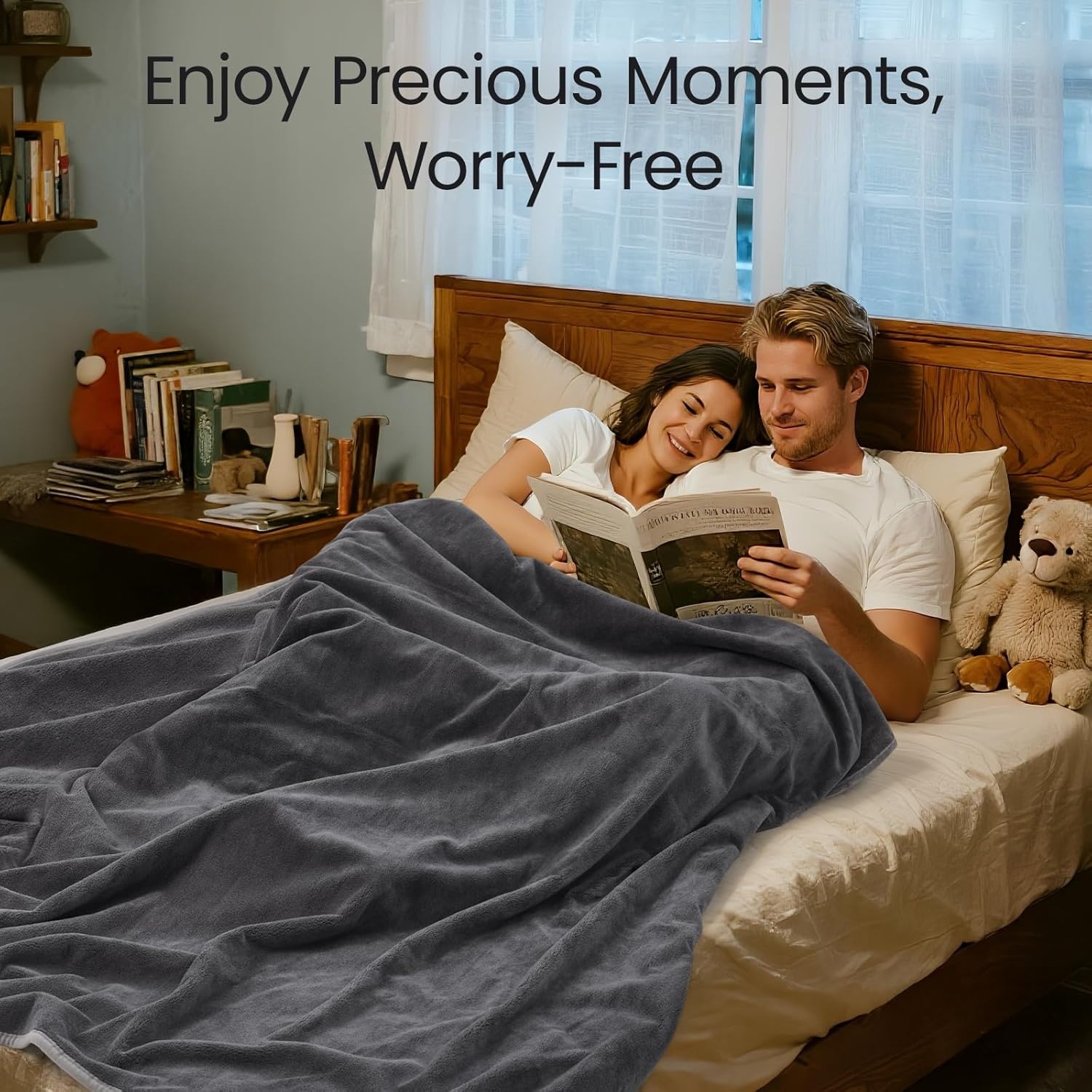 image:imageLOOBANI Waterproof Throw Blanket for Couch Reversible Leakproof Couch Blanket 40 x 60 Soft Coral Fleece Bed Blanket StainProof for Sofa Cover Pet Accidents Travel GreenGrey
