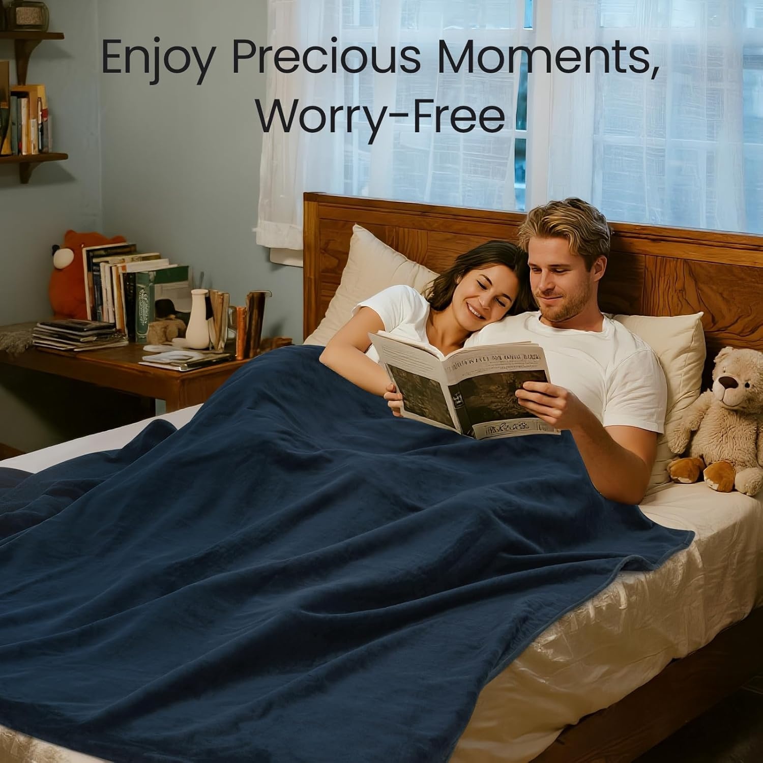 image:imageLOOBANI Waterproof Throw Blanket for Couch Reversible Leakproof Couch Blanket 40 x 60 Soft Coral Fleece Bed Blanket StainProof for Sofa Cover Pet Accidents Travel GreenBlue