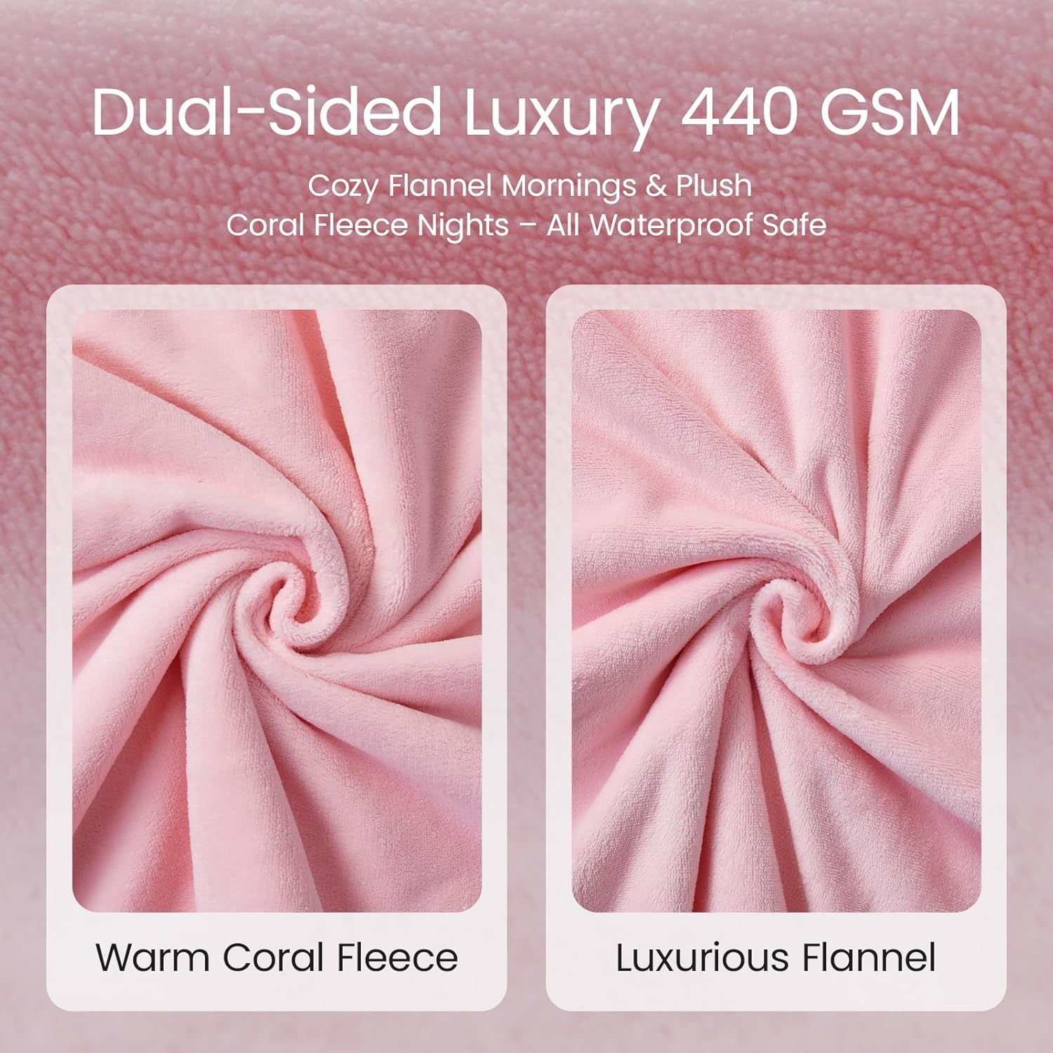 image:imageLOOBANI Waterproof Throw Blanket for Couch Reversible Leakproof Couch Blanket 40 x 60 Soft Coral Fleece Bed Blanket StainProof for Sofa Cover Pet Accidents Travel GreenPink