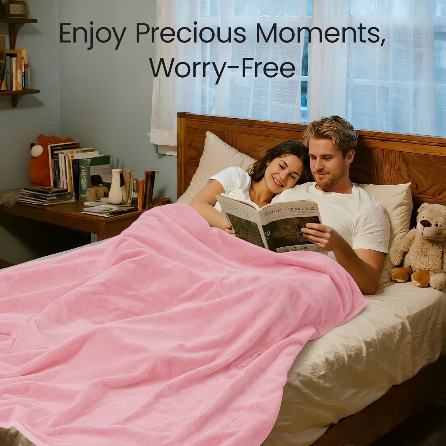 image:imageLOOBANI Waterproof Throw Blanket for Couch Reversible Leakproof Couch Blanket 40 x 60 Soft Coral Fleece Bed Blanket StainProof for Sofa Cover Pet Accidents Travel GreenPink