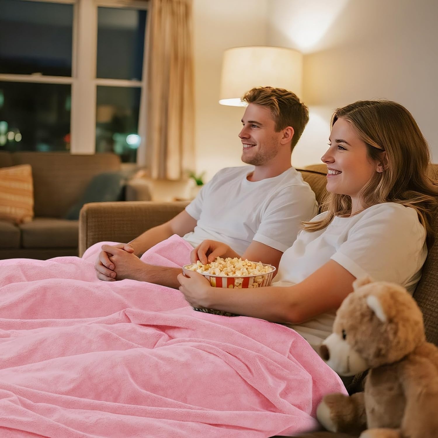 image:imageLOOBANI Waterproof Throw Blanket for Couch Reversible Leakproof Couch Blanket 40 x 60 Soft Coral Fleece Bed Blanket StainProof for Sofa Cover Pet Accidents Travel GreenPink