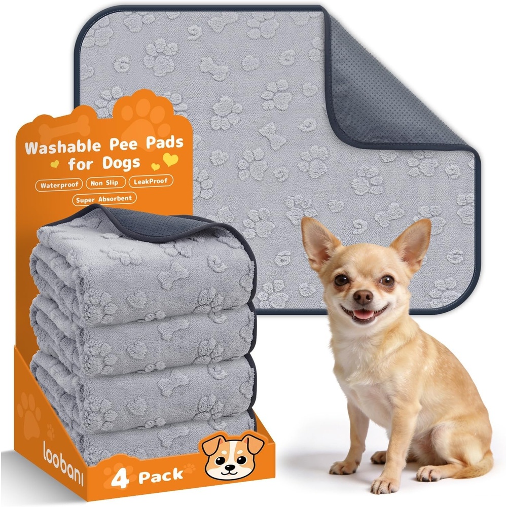 image:imageLOOBANI Washable Pee Pads for Dogs 36x48 2 Packs Extra Large Whelping Pads for Floor Playpen Super Absorbent Reusable Dog Mat Waterproof Puppy Pads for Incontinence HousebreakCrateGrayGrey Dog Element