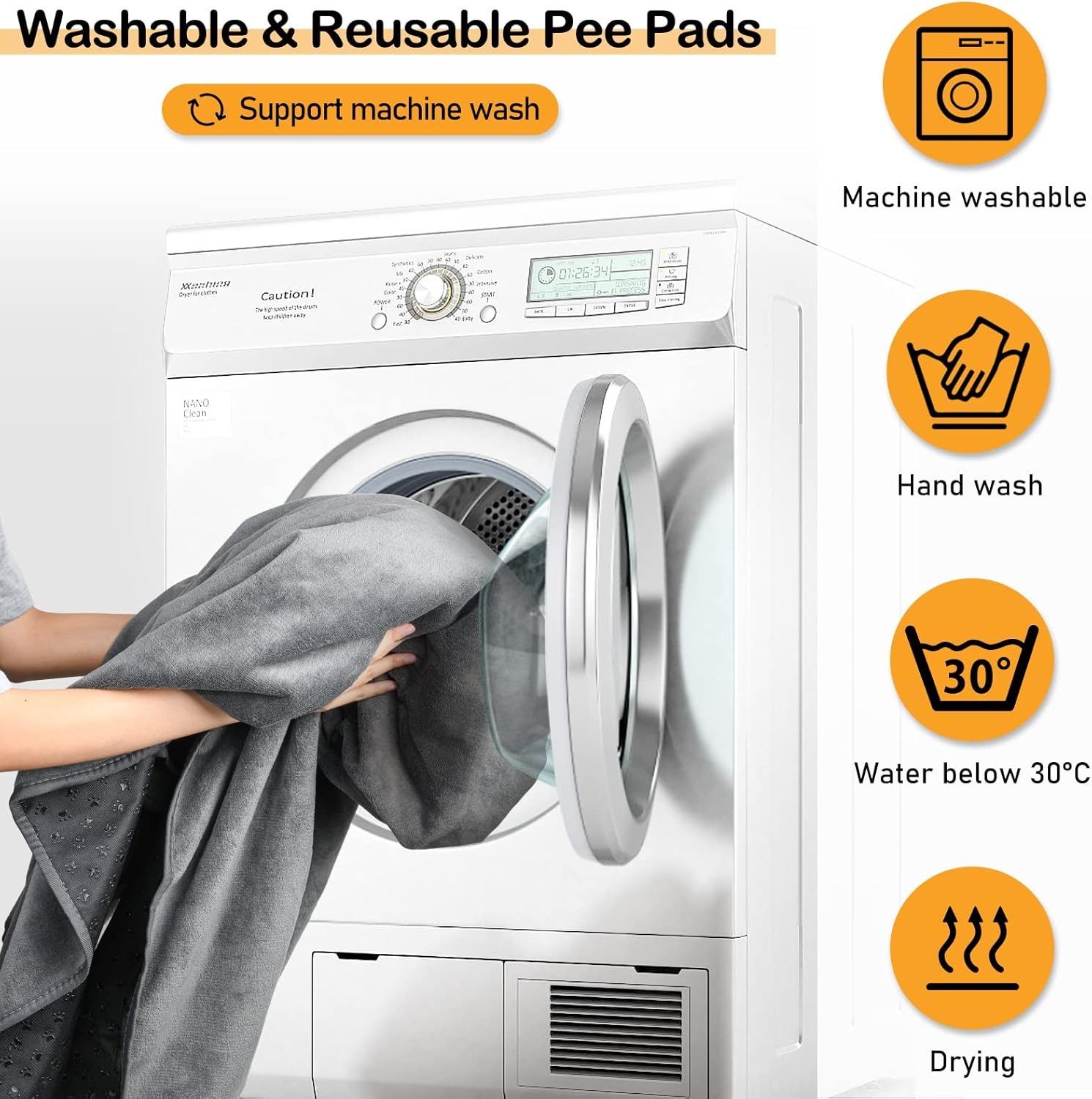 image:imageLOOBANI 2 Packs Extra Large Reusable Dog Mat for Floor NonSlip Washable Pee Pads for Dogs Fast Absorbent Pet Whelping Pads Puppy Playpen Mat for Incontinence Housebreak Crate 72x72inGray4860Pack of 2 Gray