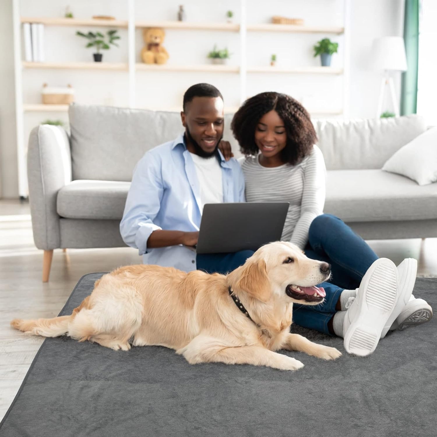 image:imageLOOBANI 2 Packs Extra Large Reusable Dog Mat for Floor NonSlip Washable Pee Pads for Dogs Fast Absorbent Pet Whelping Pads Puppy Playpen Mat for Incontinence Housebreak Crate 72x72inGray3641Pack of 2 Gray