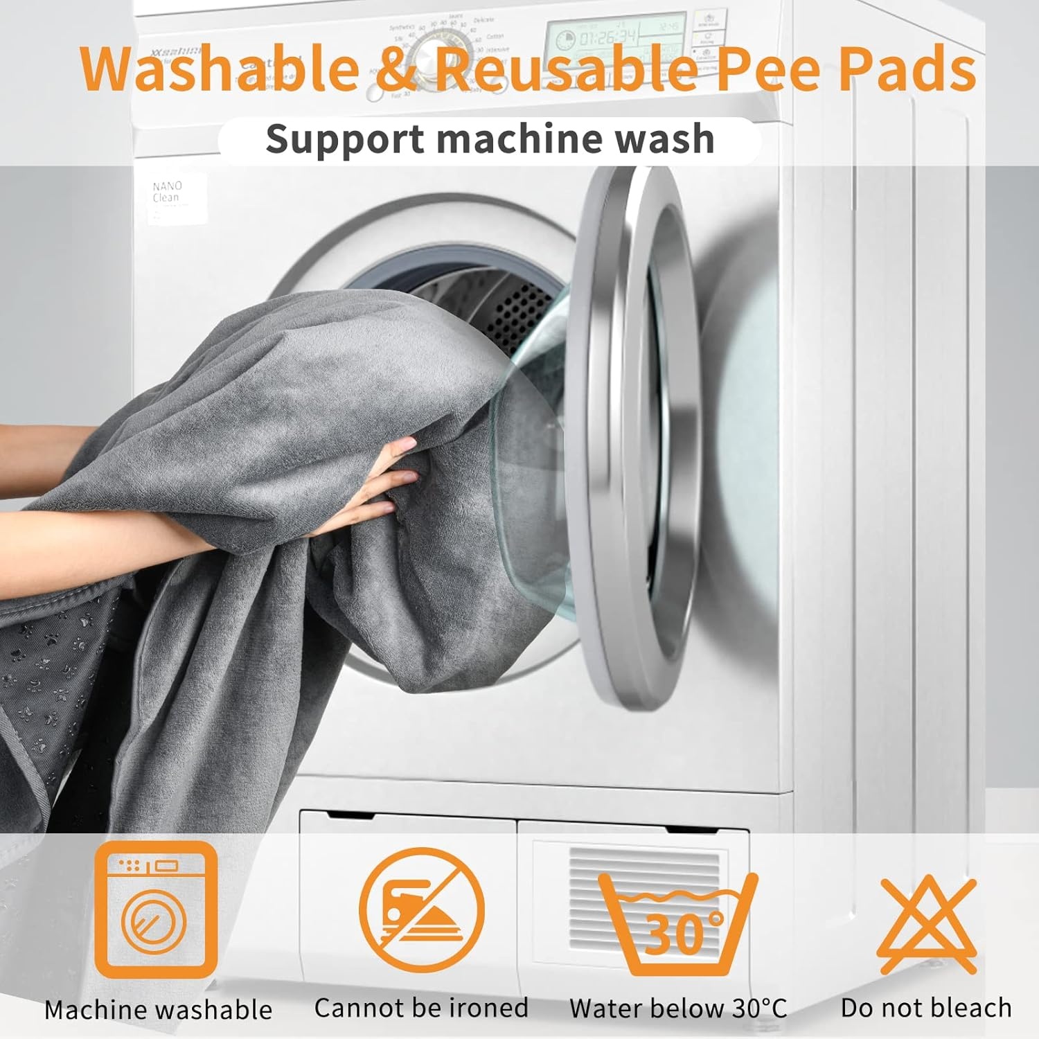 image:imageLOOBANI 2 Packs Extra Large Reusable Dog Mat for Floor NonSlip Washable Pee Pads for Dogs Fast Absorbent Pet Whelping Pads Puppy Playpen Mat for Incontinence Housebreak Crate 72x72inGray3641Pack of 2 Gray