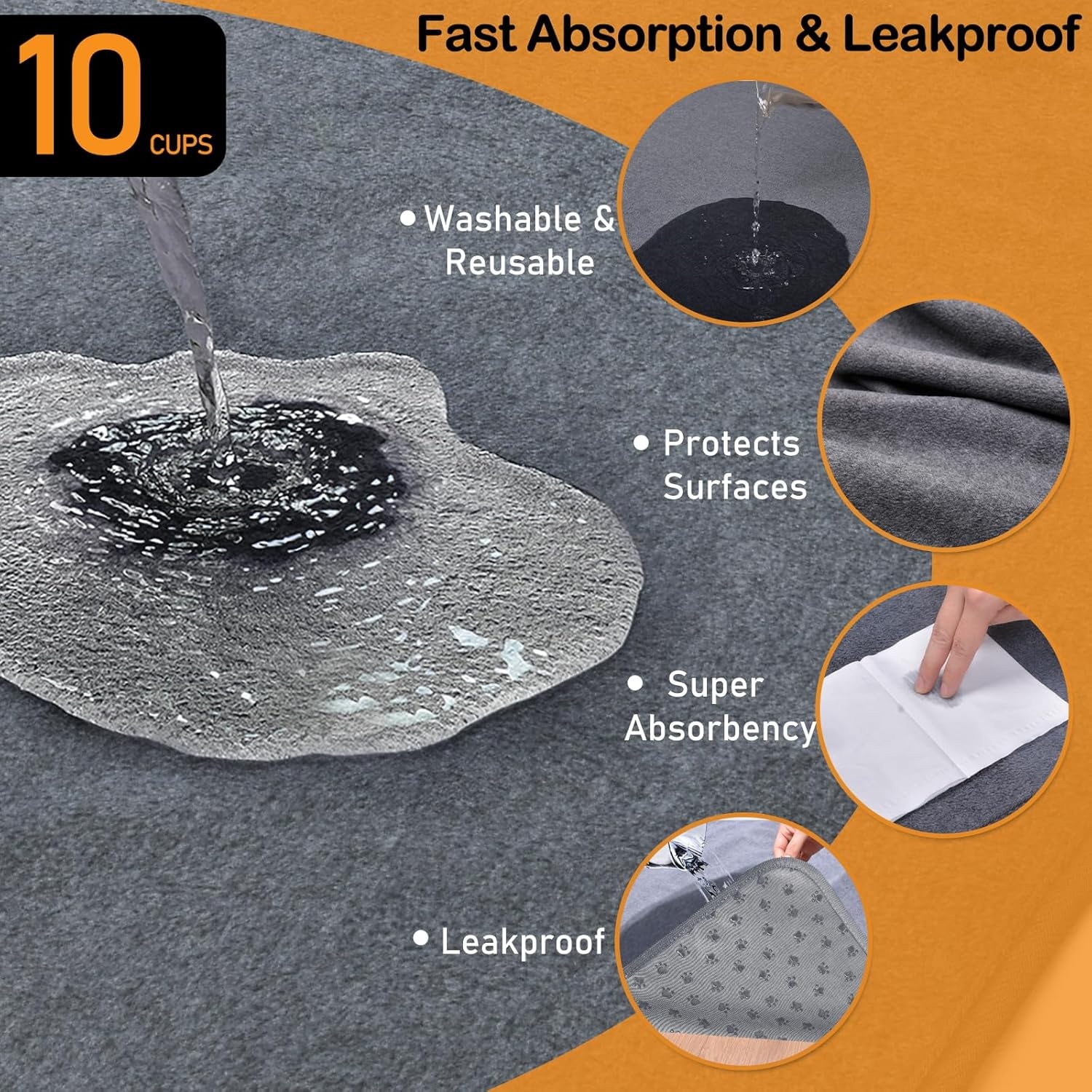 image:imageLOOBANI 2 Packs Extra Large Reusable Dog Mat for Floor NonSlip Washable Pee Pads for Dogs Fast Absorbent Pet Whelping Pads Puppy Playpen Mat for Incontinence Housebreak Crate 72x72inGray8282Pack of 1 Gray