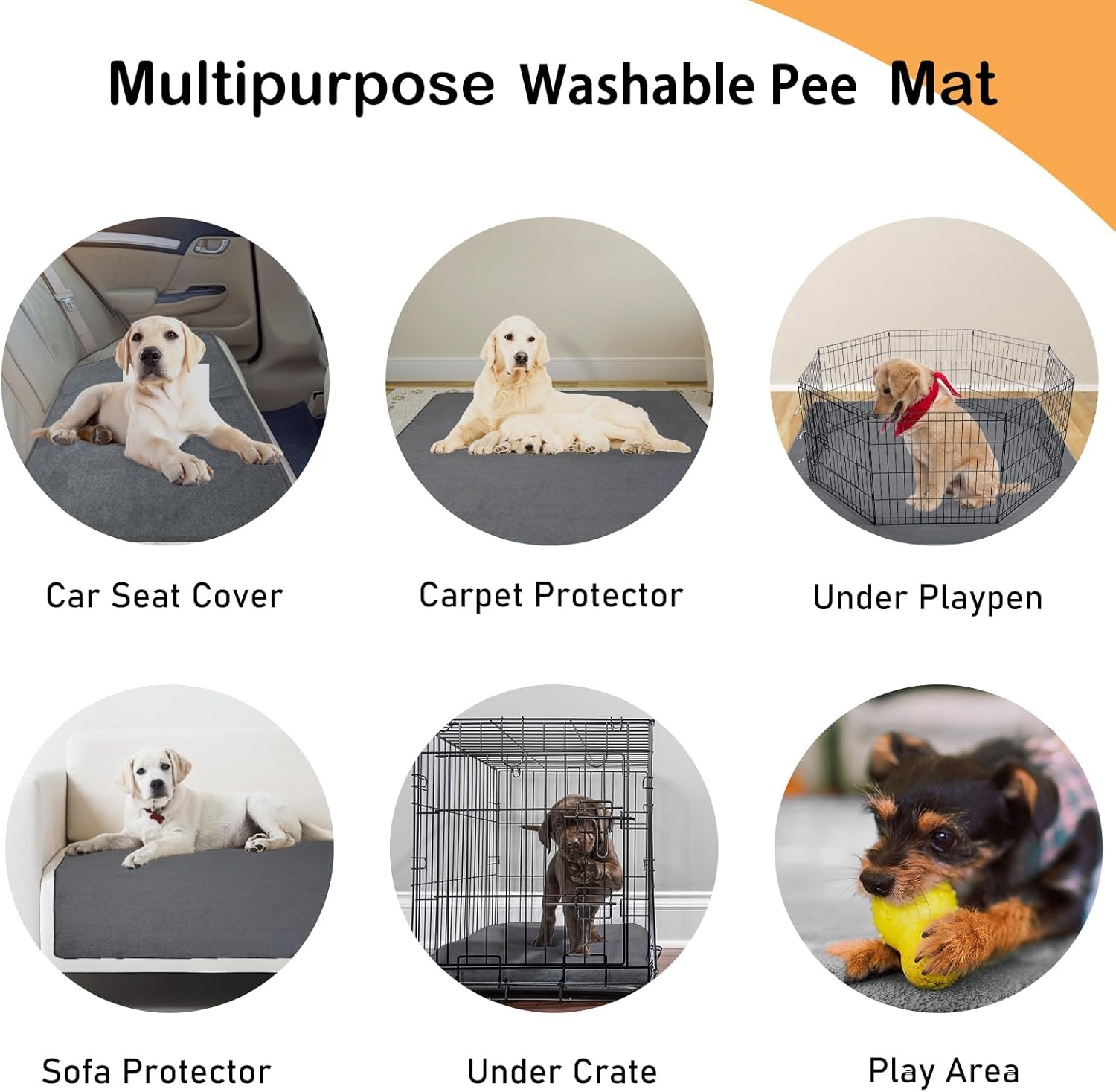 image:imageLOOBANI 2 Packs Extra Large Reusable Dog Mat for Floor NonSlip Washable Pee Pads for Dogs Fast Absorbent Pet Whelping Pads Puppy Playpen Mat for Incontinence Housebreak Crate 72x72inGray4860Pack of 2 Gray