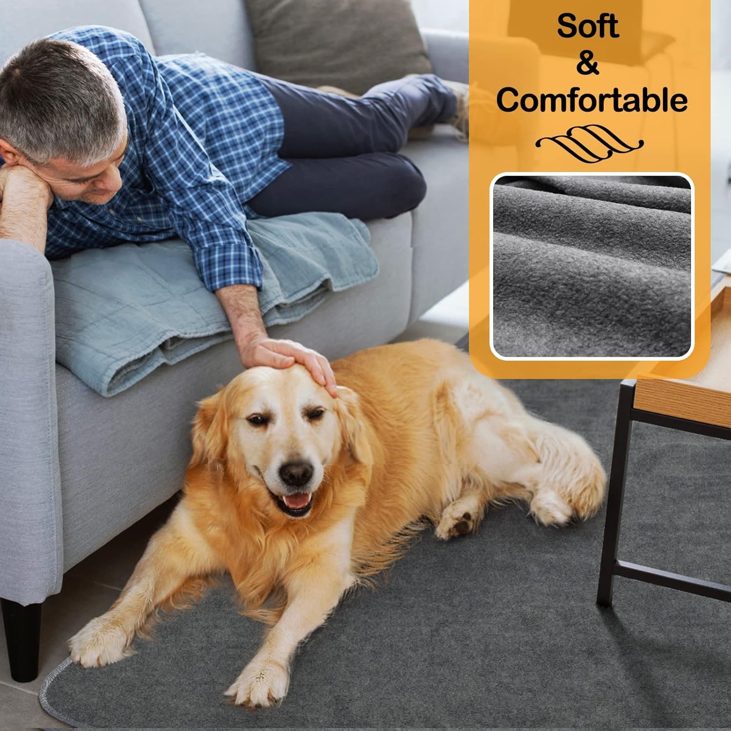 image:imageLOOBANI 2 Packs Extra Large Reusable Dog Mat for Floor NonSlip Washable Pee Pads for Dogs Fast Absorbent Pet Whelping Pads Puppy Playpen Mat for Incontinence Housebreak Crate 72x72inGray4860Pack of 2 Gray