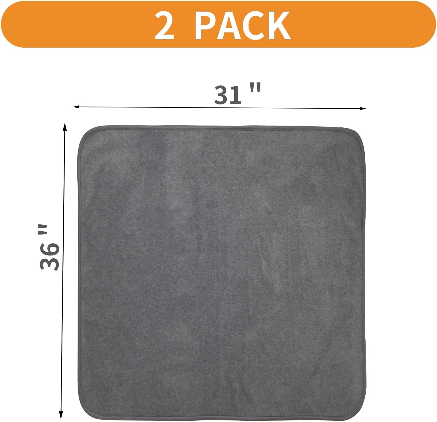 image:imageLOOBANI 2 Packs Extra Large Reusable Dog Mat for Floor NonSlip Washable Pee Pads for Dogs Fast Absorbent Pet Whelping Pads Puppy Playpen Mat for Incontinence Housebreak Crate 72x72inGray3136Pack of 2 Gray