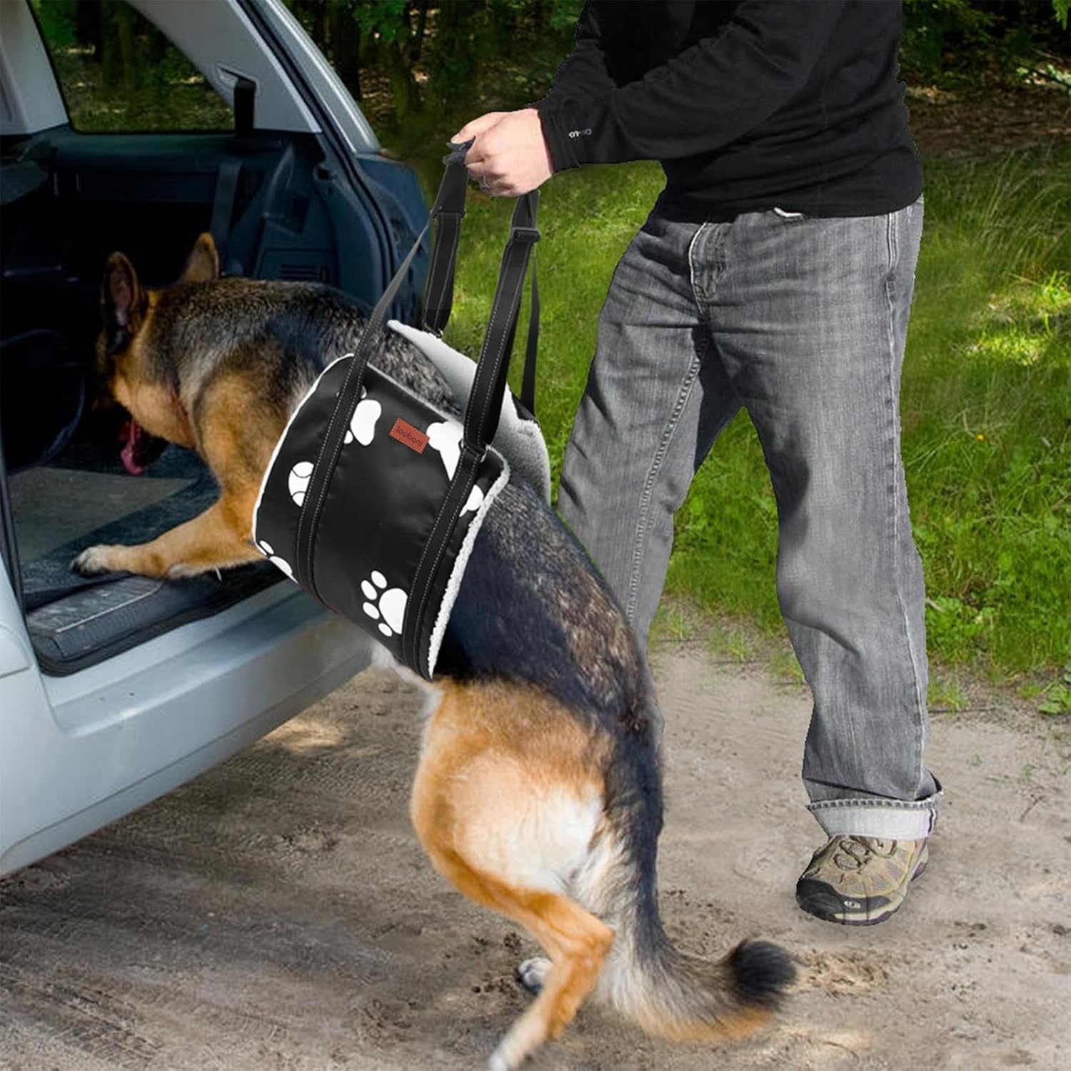 image:imageLOOBANI Dog Lift Harness for Back Legs Portable Dog Sling for Large Dogs Hind Leg Support Comfortable Leg Support Assistance for Elderly Dogs with Hip ACL Brace Senior Injured Medium Black